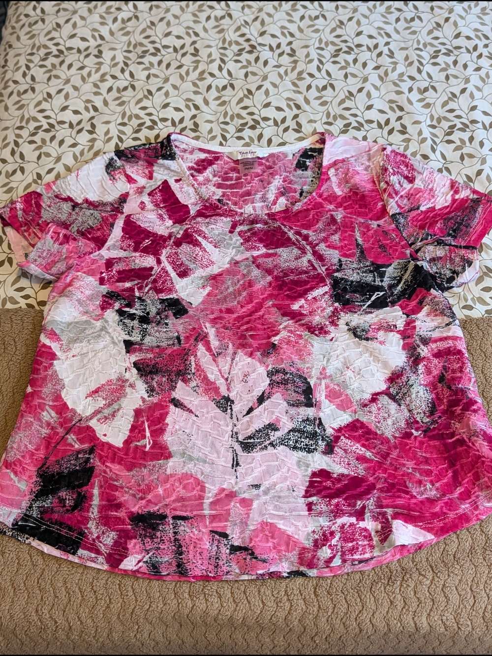 TanJay Petite Pink Tie-Dye Knit Top